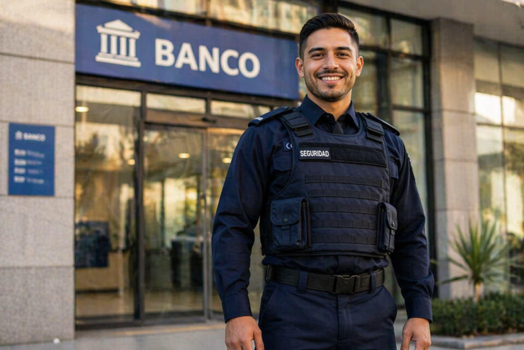 Guardia de seguridad en banco